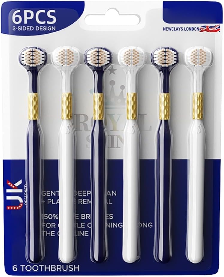 3 Sided Toothbrush for Adults with Soft Hair, high-end Combination Brush Head, Teeth Protection, Tongue Cleaning, Couple Style