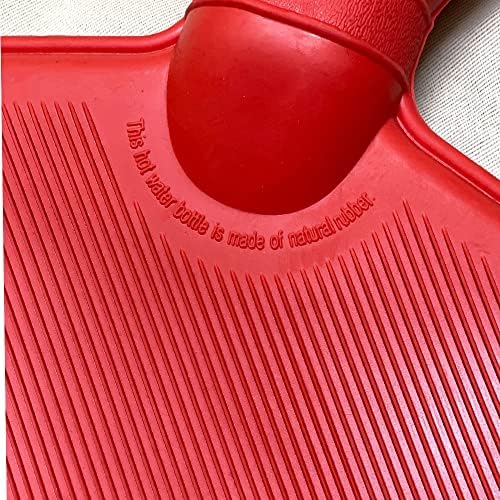 Hot Water Bottle Large Classic Non Toxic Natural Rubber Bag with Heart Red Knit Cover, 2L Pain Relief from Sore Muscle Cramps Injuries Back Pain Warm Cold Therapy, 1/2 Gallon