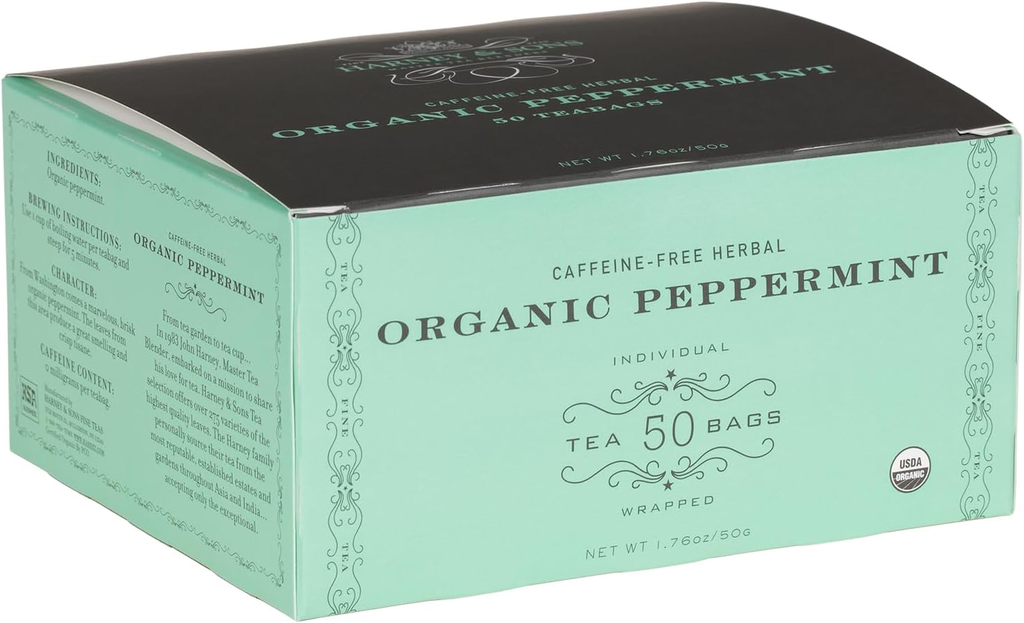 Harney & Sons Organic Peppermint Tea 1.76oz/50g (50 Tea Bags)