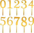 10pcs Number Cake Toppers, Acrylic 0-9 Number for Topper Gold Numbers Birthday Topper for Wedding Birthday Anniversary Celebration Decorations
