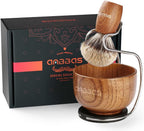Anbbas Pure Badger Hair Shaving Brush Wood Handle and Large Soap Bowl with Stainless Steel Shaving Stand 3in1 Kit for Men
