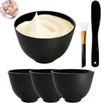 6Pcs Silicone Mixing Bowls, Silicone Bowls for Facials, DIY Face Mask Mixing Bowl for Home Salon Spa Face Skin Applicator Bowl, Black