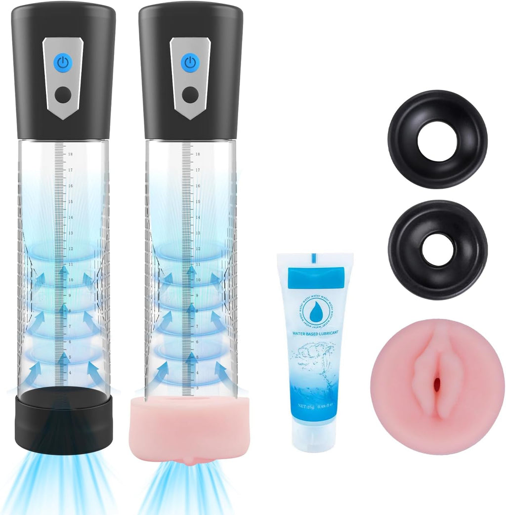 Men's Growth Pump with Strong Suction Vacuum Pump with ED Screen Powerful Electric Vacuum Pump Inch Adjustable Men's Underwear Set Training Tools to Be a Bigger Men KREVJGK10(Battery)