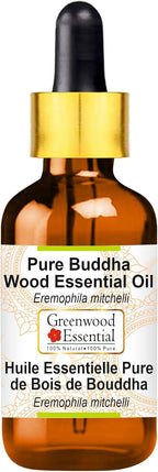 Greenwood Essential Pure Buddha Wood Essential Oil (Eremophila mitchelli) with Glass Dropper Steam Distilled 50ml (1.69 oz)