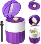3-in-1 Pill Crusher Pills Cutter with Storage Box，Tablet Grinder with Stainless Steel Grinding Pestle, Pill Crushers Fine Powder, Tablet Crushers for Elderly and Pets (Purple/White)