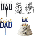 4pcs Father’s Day Cake Topper Minimalist Art Black Lines Man Cake Decoration Gold Acrylic Super Dad Cupcake Picks For Dad Birthday Father’s Day Party Cake Desserts Decoration Supplies