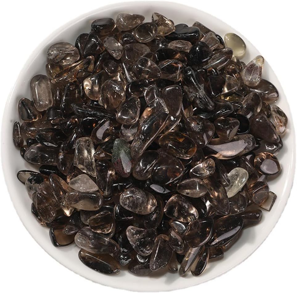 Natural Smoky Quartz Tumbled Chips Crushed Crystal Stone, 7-9mm Polished Healing Crystal Chips Healing Reiki Crystal Jewelry Making Home Decoration