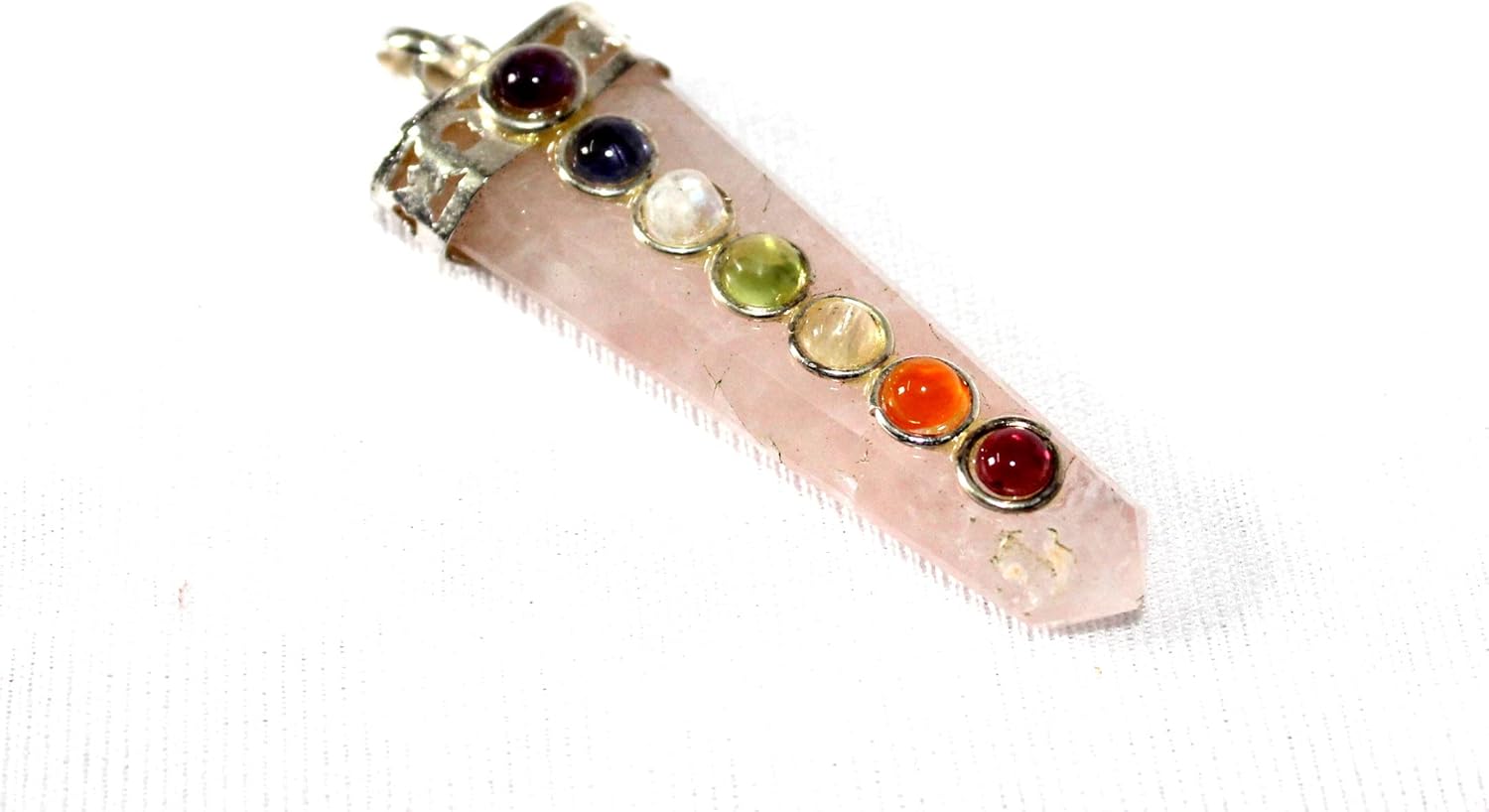 Jet International Rose Quartz Flat Chakra Pendant 2 inch approx. A++ Top Grade Healing Spiritual Divine India IMAGE IS JUST A REFERENCE