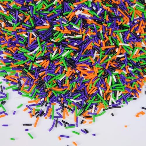 Halloween Sprinkles Mix 4.6 oz (130g) - Edible Orange, Black, Purple, Green and White Jimmies for Baking, Cookies, Cupcakes, Ice Cream Decorating - Spooky Halloween Sprinkles Holiday Party Supplies