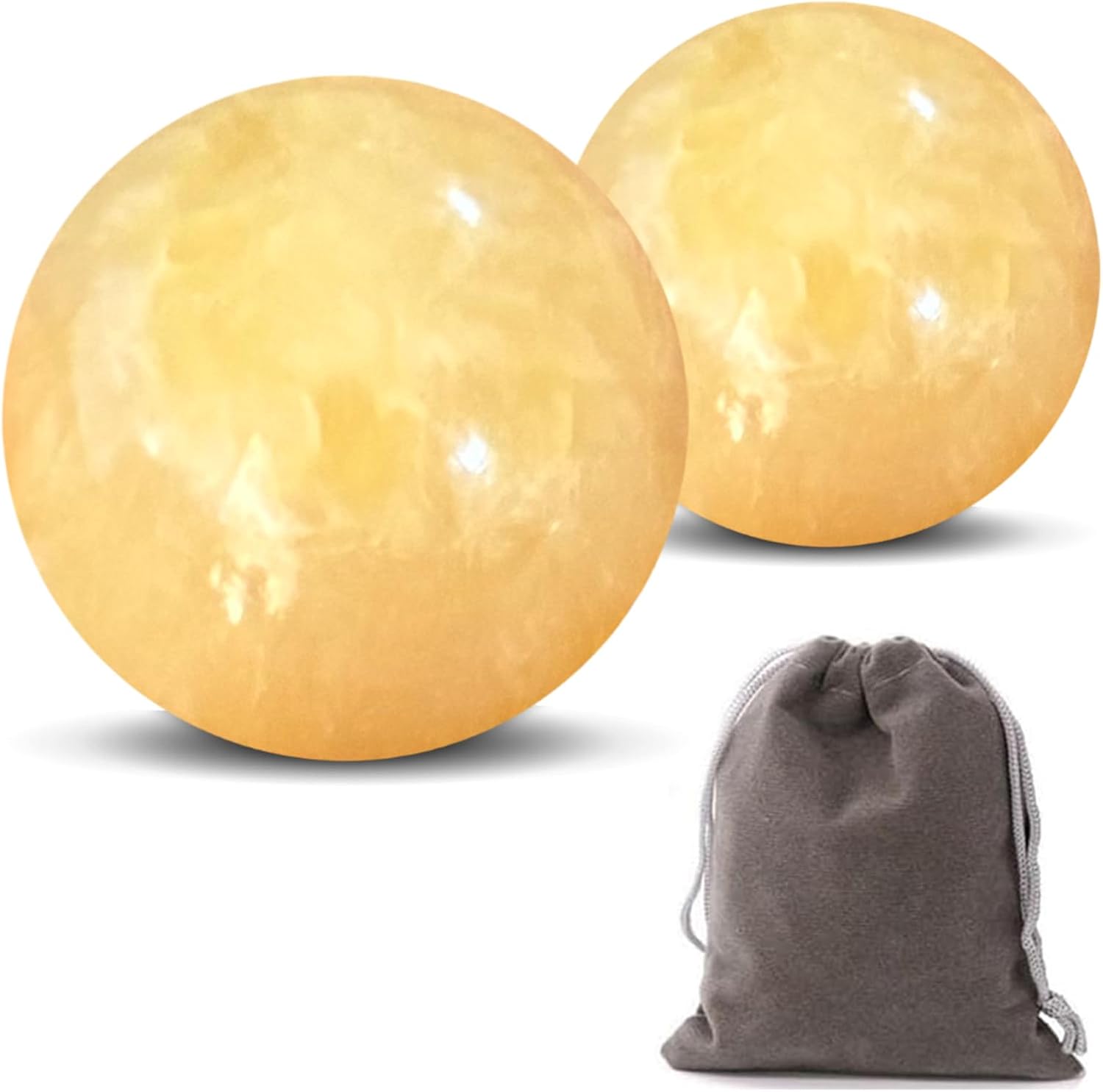 Marble Baoding Balls, Chinese Meditation Stress Relief Balls for Hand Therapy, Manual Massage Exercise,Beige,Small-1.38"
