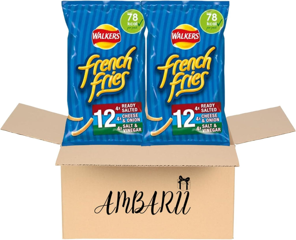 AMBARII Walkers French Fries Variety Crisps, Assorted Flavors, Pack of 12 x 2