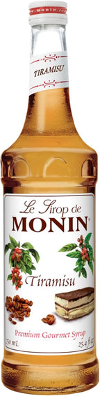 Monin - Tiramisu Syrup, Rich Flavors of Custard, Cocoa, Coffee, & Rum, Great for Hot or Iced Coffee, Dessert Cocktails, & Shakes, Vegan, Non-GMO, Gluten-Free (750 ml)