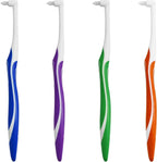 4-Pack Tuft Toothbrushes for Orthodontic Care, Interspace Tufted Brush with End-tuft Tapered Design, Soft Trim Bristles for Braces, Bridges, and Wisdom Teeth Gap, Dental Health Oral Care Tools