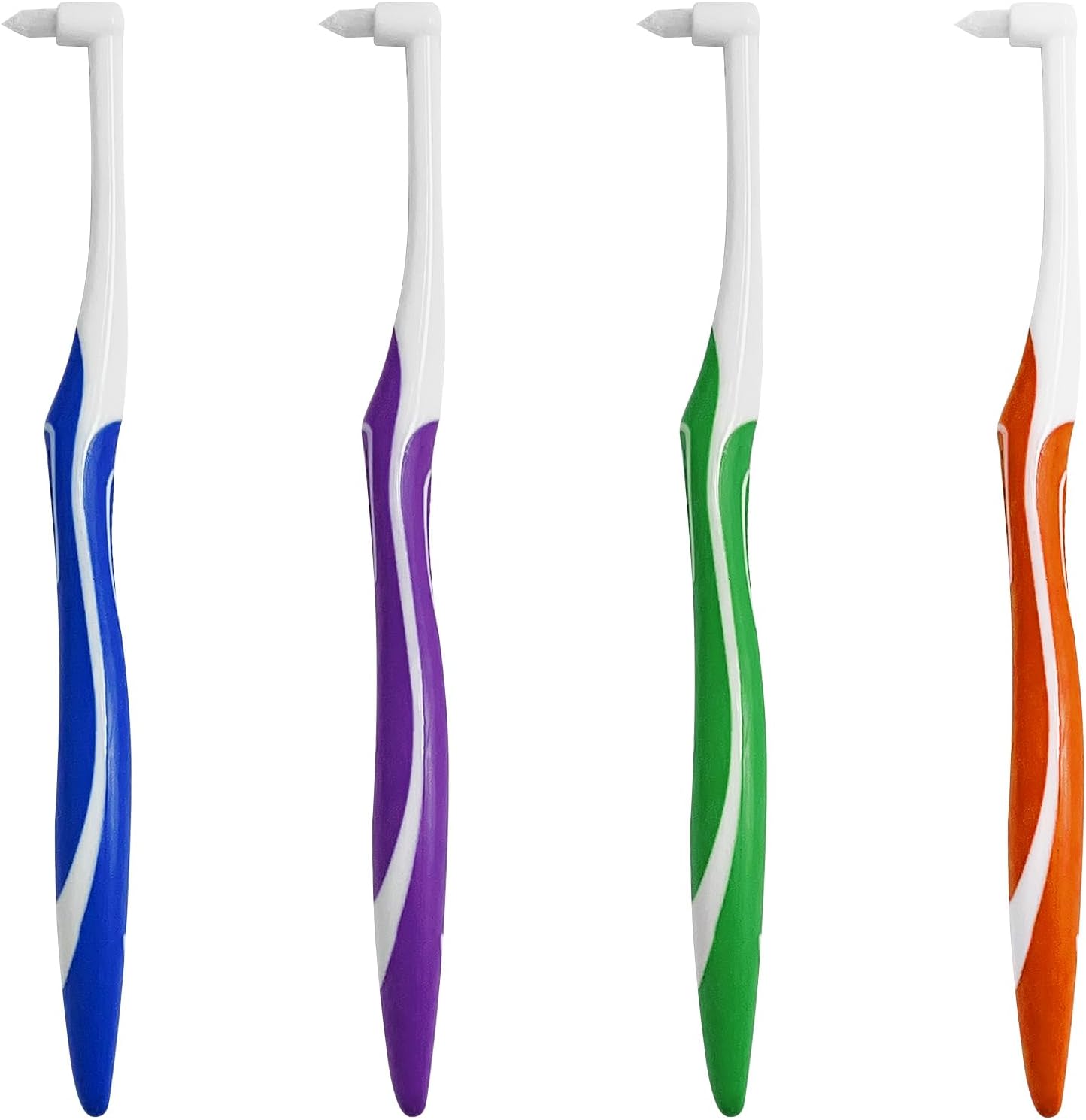 4-Pack Tuft Toothbrushes for Orthodontic Care, Interspace Tufted Brush with End-tuft Tapered Design, Soft Trim Bristles for Braces, Bridges, and Wisdom Teeth Gap, Dental Health Oral Care Tools