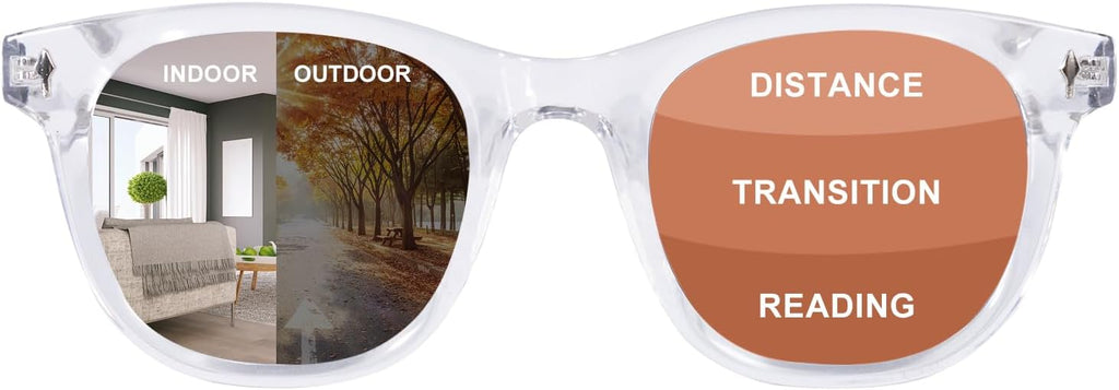 Photochromic Progressive Multifocus Reading Glasses Computer Eyeglasses Transition Readers for Women