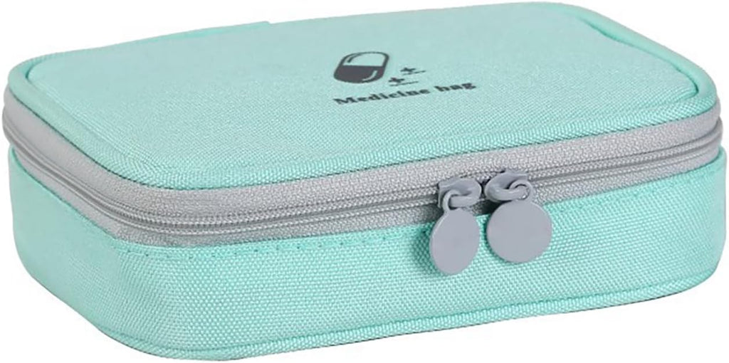 Small Empty First Aid Bag, Compact Travel Medicine Pouch Double Zippers Cute Pill Pocket for Travel Home,Green
