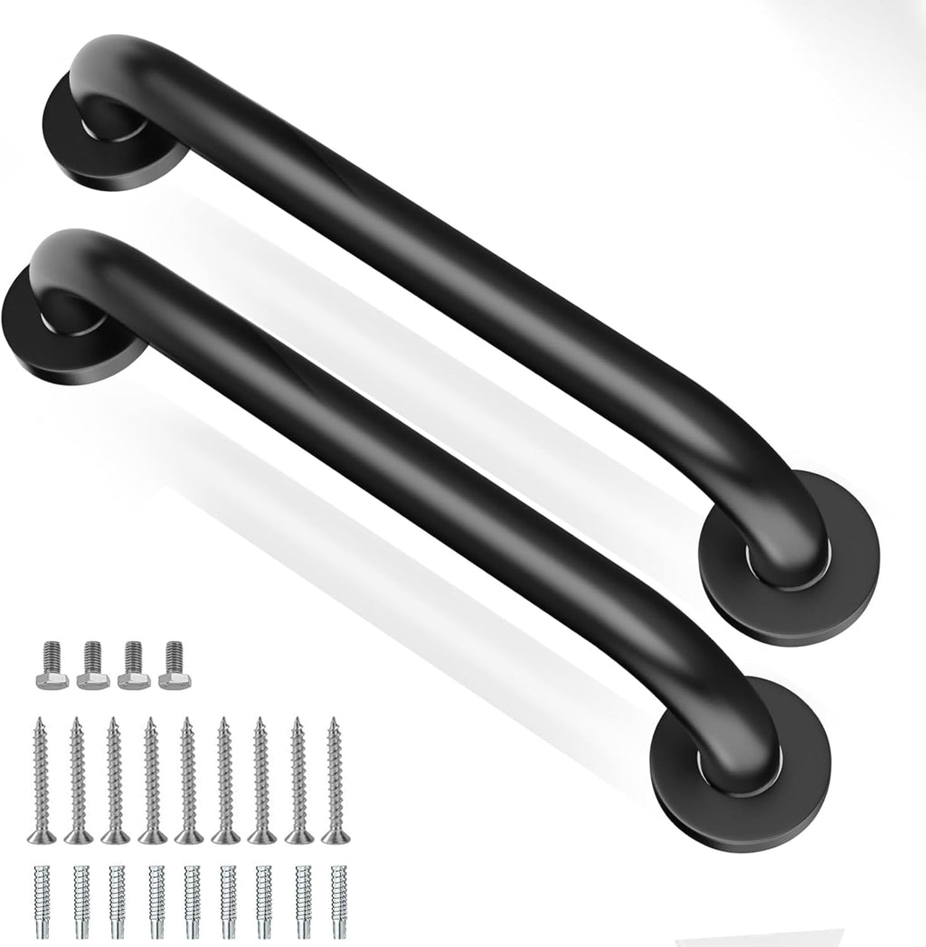 Shower Grab Bars, 2 Pack 16 Inch Heavy Duty Non-Slip Bathroom Grab Bars, 1.25" Diameter Bathroom Safety Handle for Elderly, Handicap Assist Grab Bar for Bathtub/Shower/Toilet