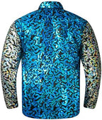 Mens Joe Shiny Sequins Shirt Button Down Dress Costume Shirt