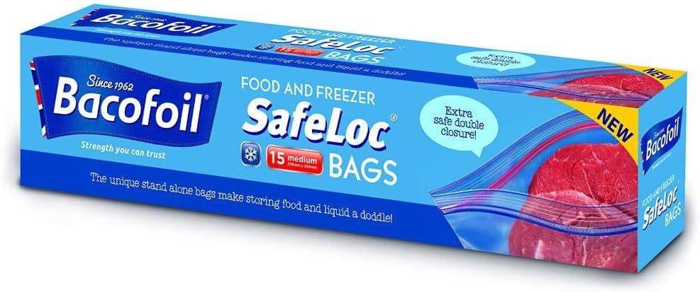 Bacofoil 15 Double Seal Safeloc Food & Freezer Bags Medium 27x24cm