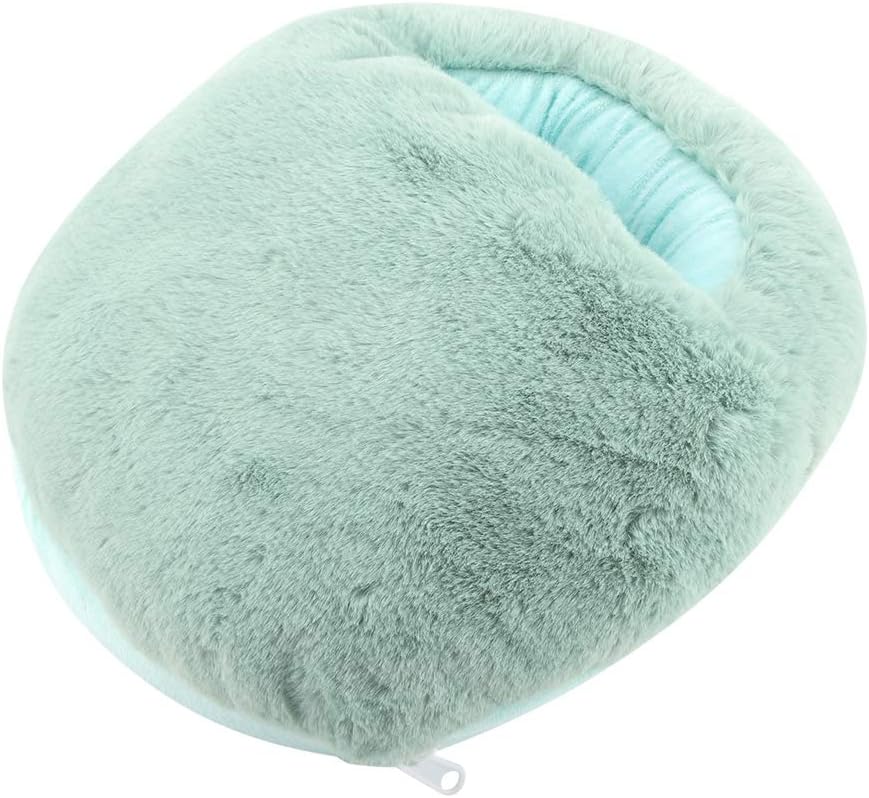 Aramox Electric Foot Warmer Cushion Plush Fabric Heating Pad,5V Voltage Portable Foot Heating Device for Home Office Use with Removable Cover Temperature Control (Light Blue)