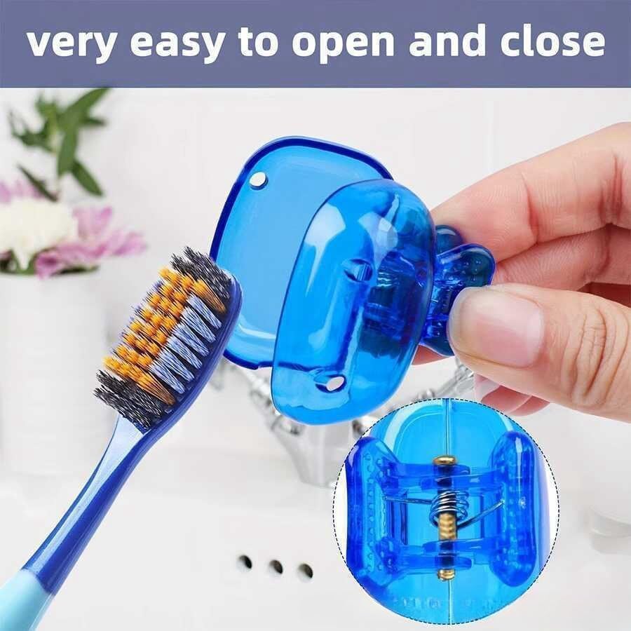 4Pack, Toothbrush Storage Clip, Travel Essential, Toothbrush Protector, Portable Toothbrush case,Toothbrush Covers, Random Color