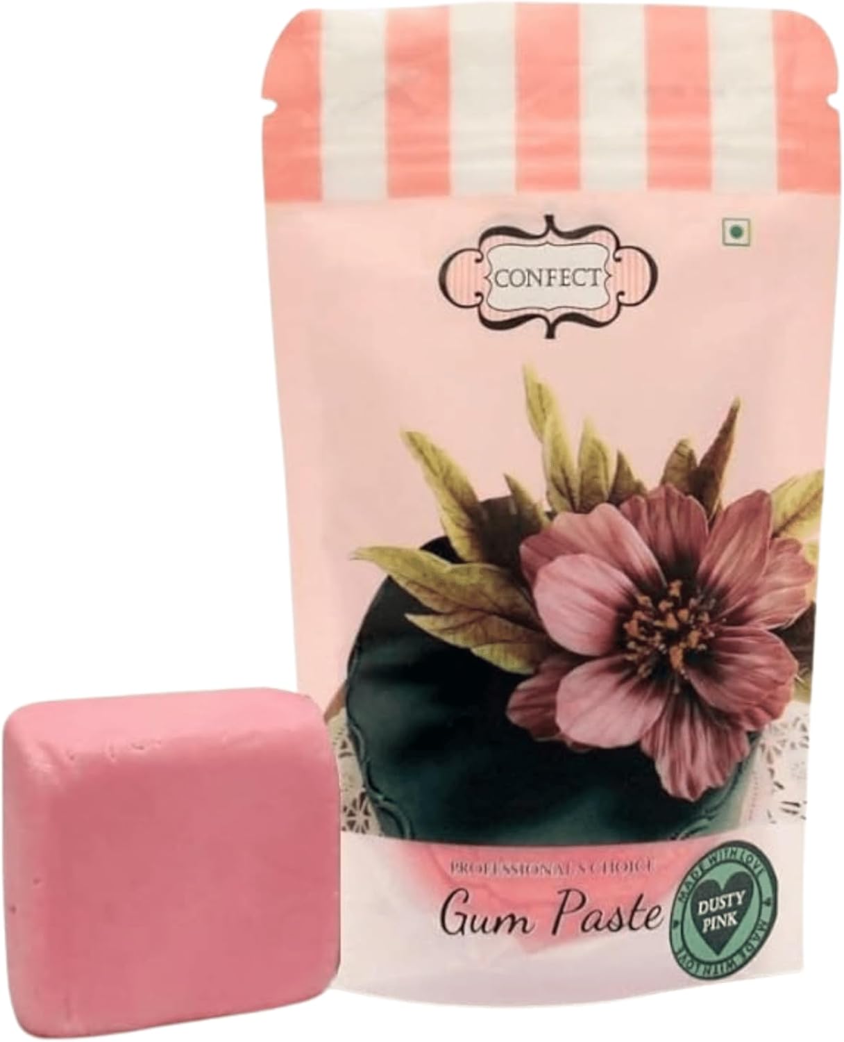 Confect Dusty Pink Gum Paste for Cake Decorating | Chef’s Choice Fondant | Ready-to-Use Gum Paste for Making Roses, Ruffles, Leaves & Flowers | Vegan, Gluten-Free | 8.8 Oz