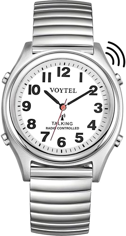 Atomic American English Talking Watch Speaks Clear and Loud Time, Date and Alarm time Perfect for Senior,Visually impaired or Blind People (Mens)
