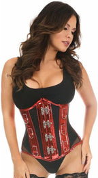 Daisy corsets Women's Top Drawer Metallic Pvc & Fishnet Steel Boned Under Bust Corset