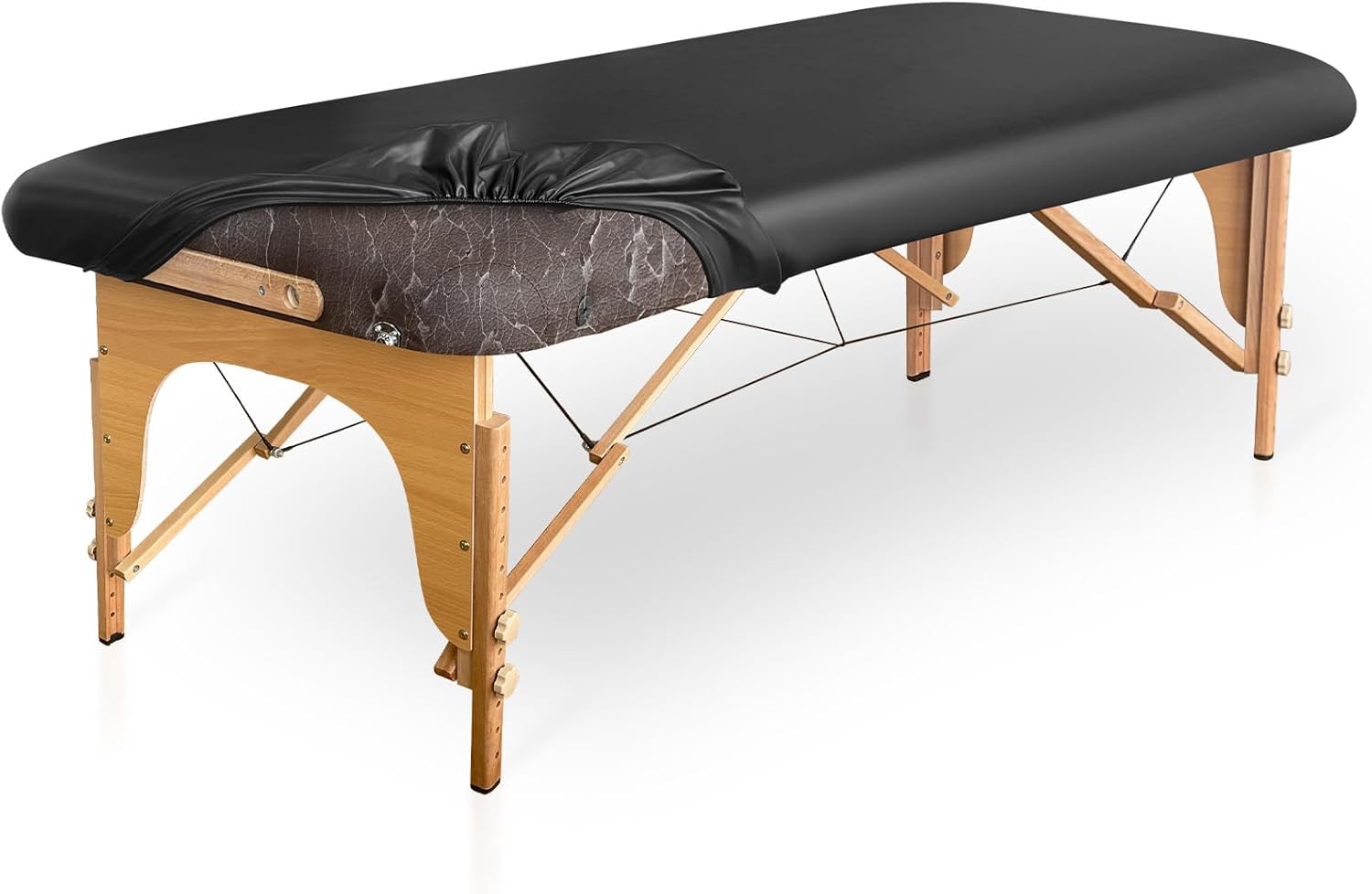PU Leather Massage Table Cover Wipeable Vinyl Massage Spa Bed Cover Waterproof & Oilproof Lash Bed Covers Fitted 32" Wide (Black, 1 PCS)
