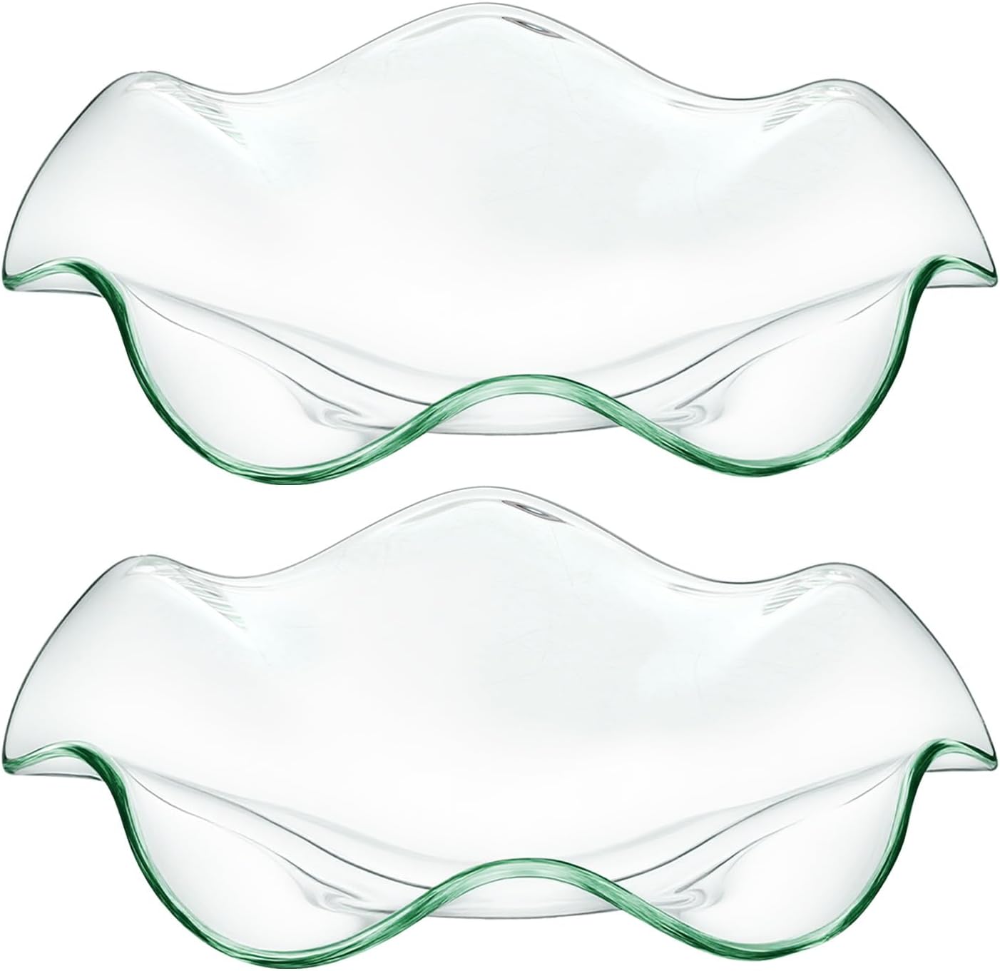 2Pcs Glass Wax Warmer Replacement Dishes, Candle Warmer Plate, 4.5" Ruffled Edge Transparent Bowls for Electric Oil & Wax Melt Lamps, Candle Heating Bowl for Aroma Therapy Lamp Electric Lamps Oil