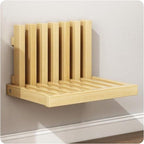 OLizee® Wall-Mounted Folding Stool Shower Seat Bench Entryway Stool Chair Wood Porch Chair Solid Invisible Shoe Changing Stool for Kids Adults Maximum Load 150lb Wood Color