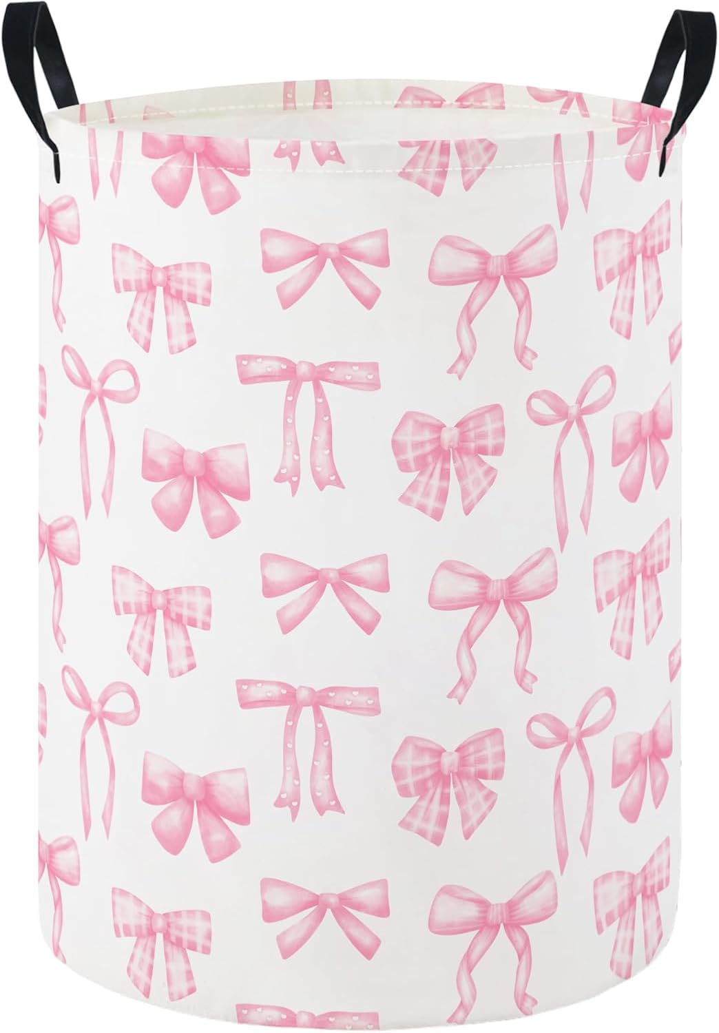HIYAGON Baby Laundry Hamper Basket Baby Hamper for Nursery Boy and Girl Cute Kids Toys Storage Bin Organizer Boho Room Decor(Pink Bowknot)