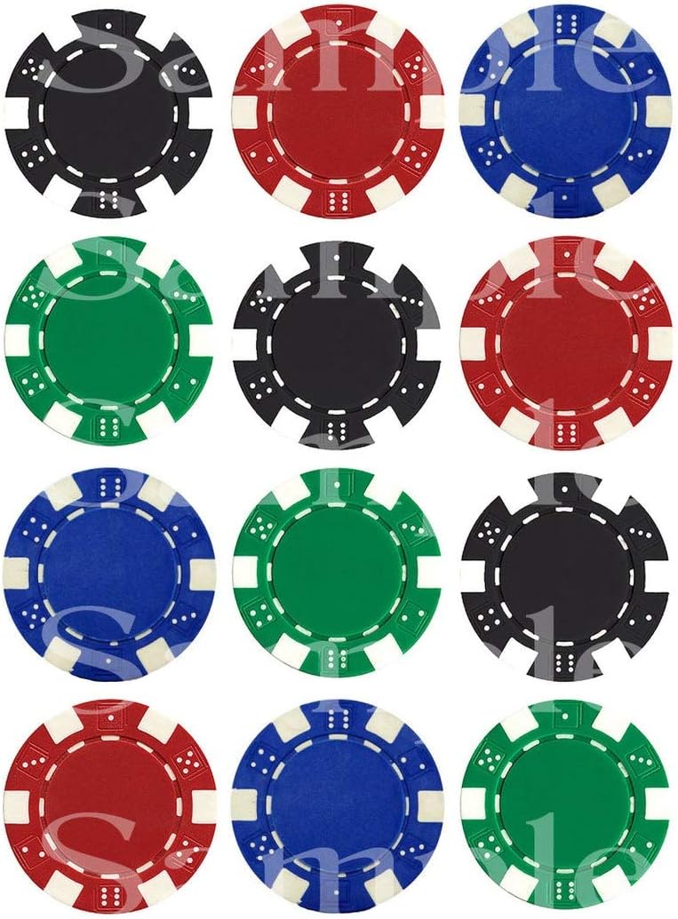 2" Round (15 Per Sheet) - Casino Chips Las Vegas Poker Birthday - D24506-2D Edible Cake Cupcake Party Topper