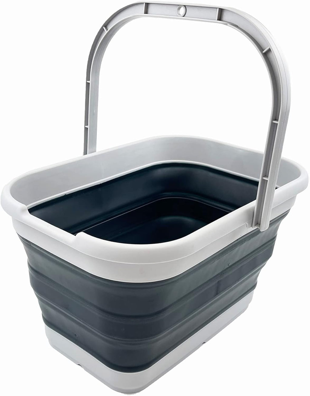 SAMMART 12L (3.1 Gallon) Collapsible Rectangular Handy Basket/Bucket/Multiuse Foldable Water Pail for Camping, Fishing (Slate Grey)
