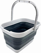 SAMMART 12L (3.1 Gallon) Collapsible Rectangular Handy Basket/Bucket/Multiuse Foldable Water Pail for Camping, Fishing (Slate Grey)