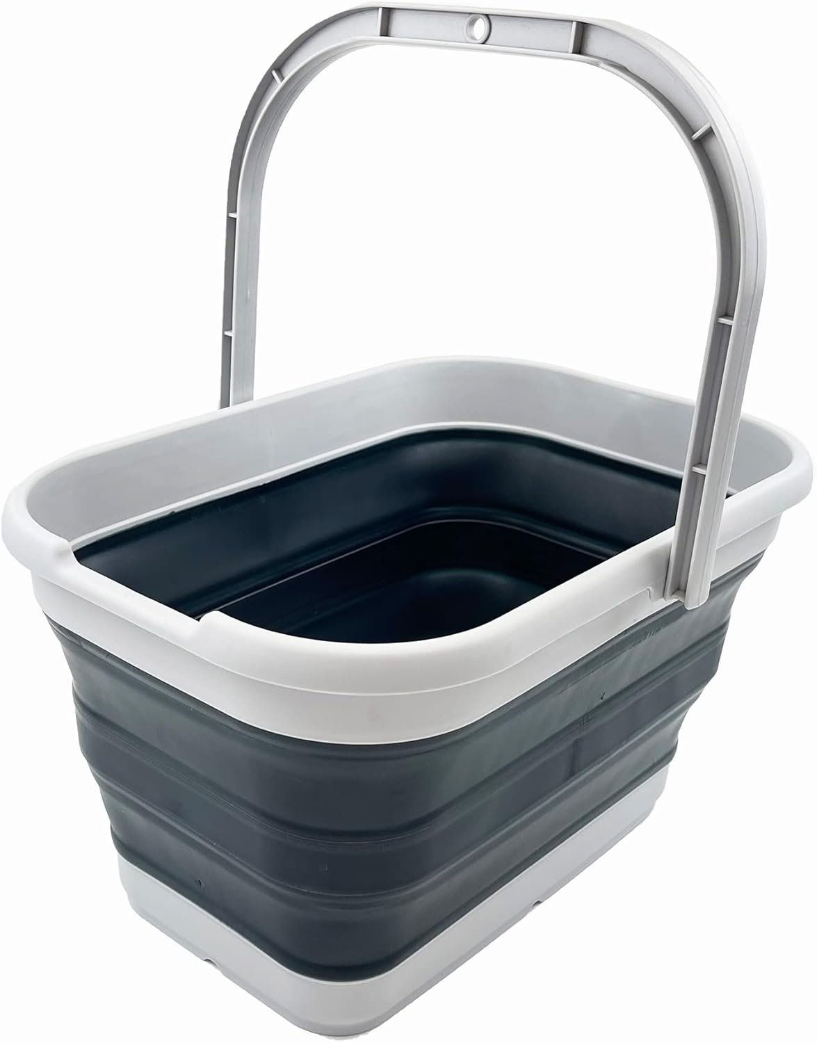 SAMMART 12L (3.1 Gallon) Collapsible Rectangular Handy Basket/Bucket/Multiuse Foldable Water Pail for Camping, Fishing (Slate Grey)