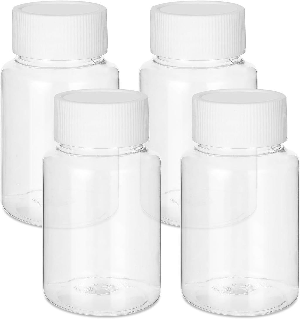 Gjinxi 4Pcs Clear Pill Bottles, 80ml Empty Plastic Medicine Bottles, Reagent Bottle with Caps, Small Travel Pill Case, Chemical Containers for Liquid Solid Powder
