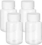 Gjinxi 4Pcs Clear Pill Bottles, 80ml Empty Plastic Medicine Bottles, Reagent Bottle with Caps, Small Travel Pill Case, Chemical Containers for Liquid Solid Powder
