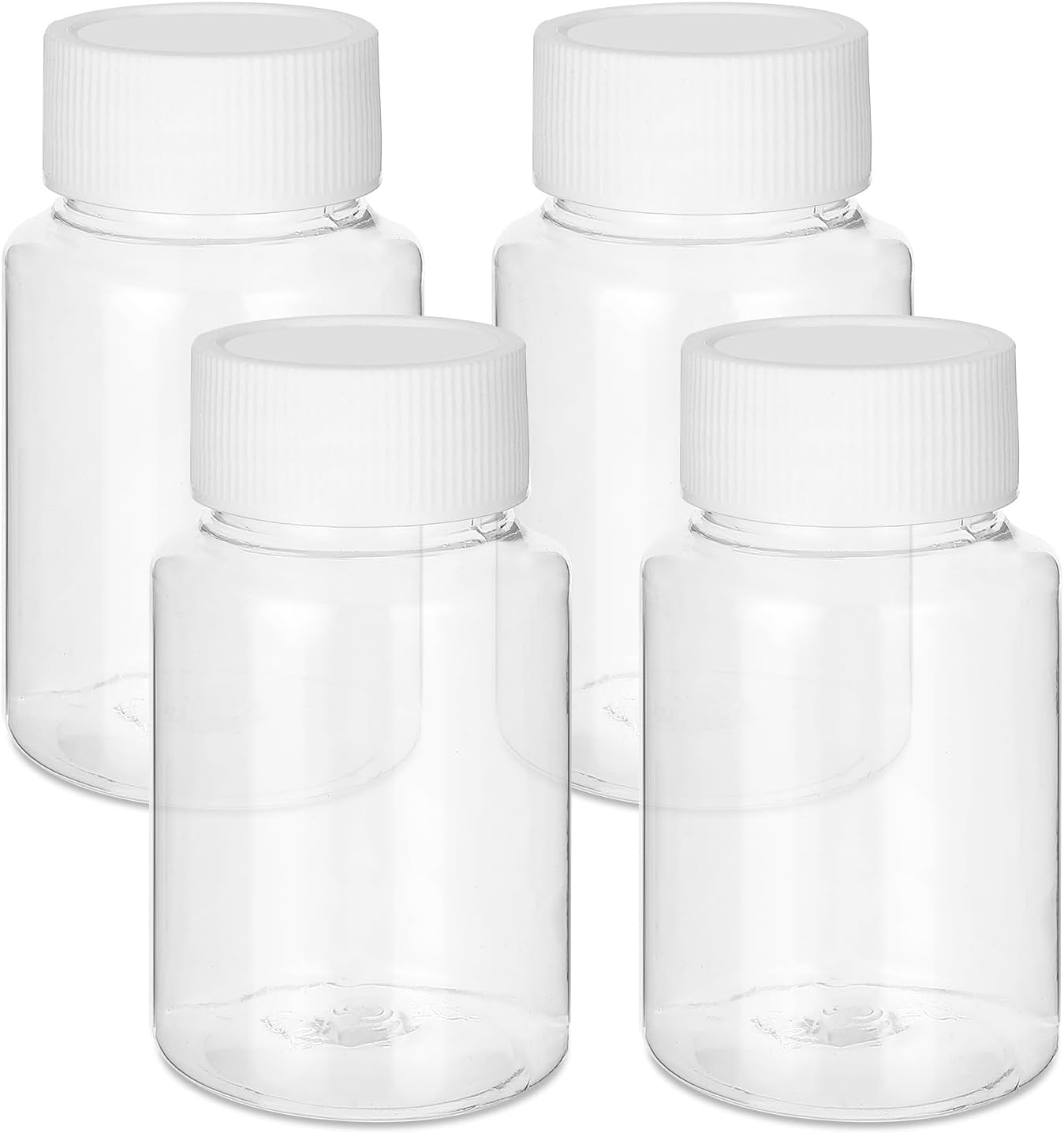 Gjinxi 4Pcs Clear Pill Bottles, 80ml Empty Plastic Medicine Bottles, Reagent Bottle with Caps, Small Travel Pill Case, Chemical Containers for Liquid Solid Powder