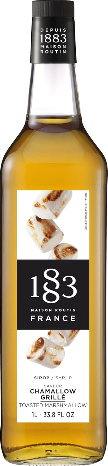 1883 Toasted Marshmallow Syrup for Drinks, 1 Liter Glass Bottle