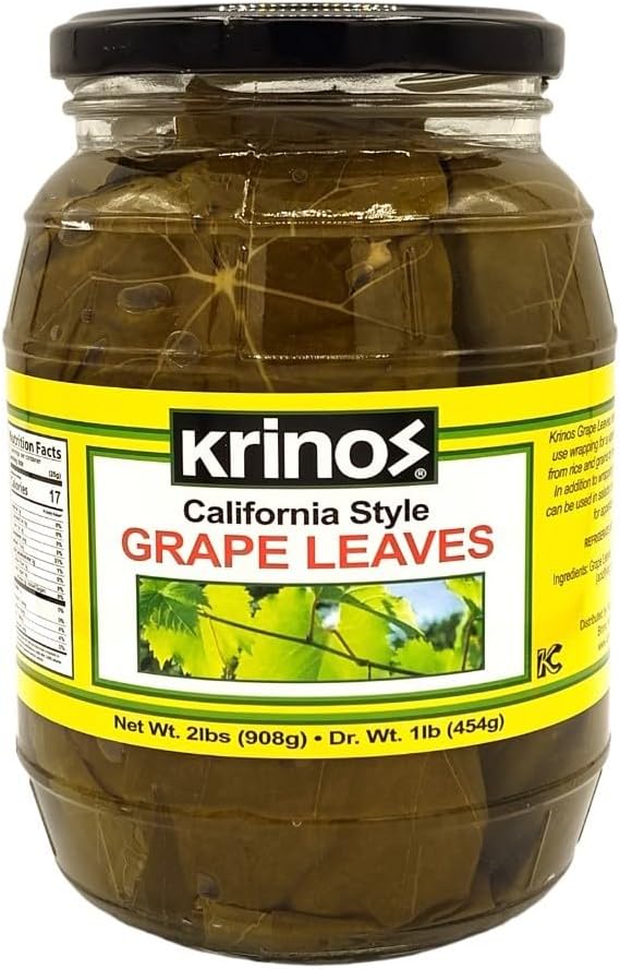 Krinos Grape Leaves in a Jar - Gourmet Leaves Premium Quality, 2 lbs (907 grams)
