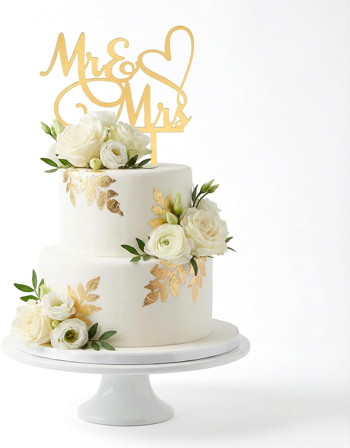 Acrylic Mr & Mrs Cake Topper Bride and Groom Sign, Mirror Gold Glitter Love Design, Wedding Cake Decoration for Engagement, Anniversary Theme Parties, Cupcake Topper & Party Supplies