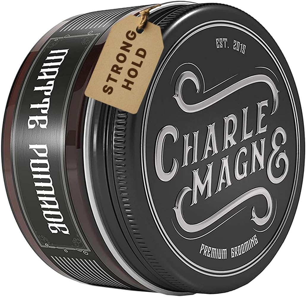 Charlemagne Matte Hair Pomade - 3.3 Fl Oz, Noble Leather Scent - Strong Hold Pomade for Men - Water-Based Hair Styling Cream