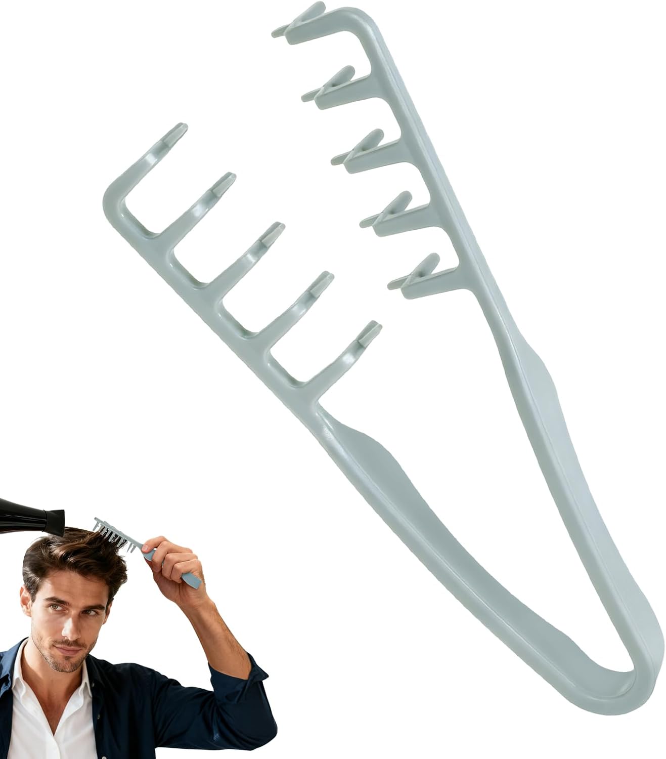 Texture Comb, Volumizing Fluffy Texture Styling Comb for Men and Women, Wide-Tooth Texturizing Styling Tool for Volume & Fringe Parting, ABS Plastic with Textured Grip Tool for Men, Grey