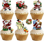 24 Stand Up Classic Father Christmas Santa Themed Pre-cut Edible Wafer Paper Cake Toppers Decorations