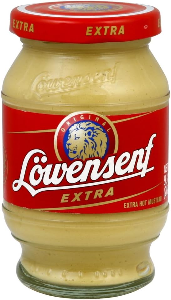 Lowensenf Mustard in Jar, Extra Hot, 9.3 Ounce