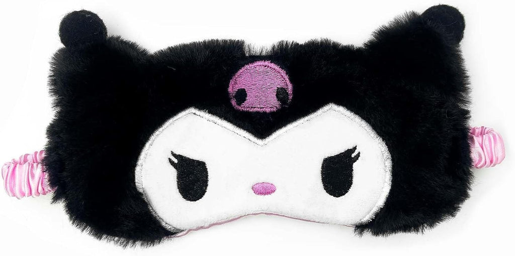 Kawaii Anime Plush Sleep Eye Mask, Cute Cartoon Animal Blackout Sleeping Eye Cover for Girls Women Kids (Kuro)