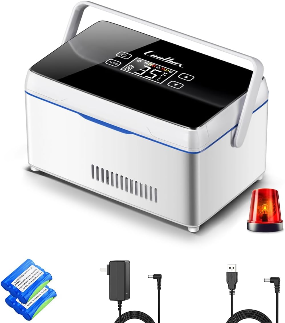 Portable medicine cooler box,insulin fridge,medicine cooler with LCD touch screen temperature display for home,travel,keep cooling with handle (NEW F temperature)