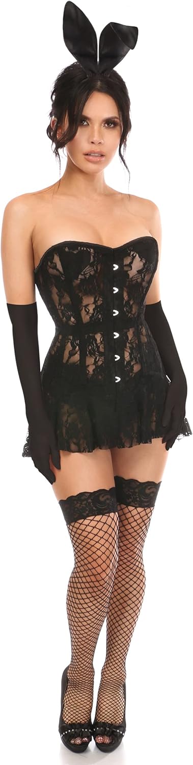 Daisy corsets Women 4 Pc Sexy Black Bunny Costume