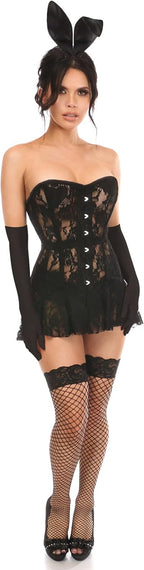 Daisy corsets Women 4 Pc Sexy Black Bunny Costume